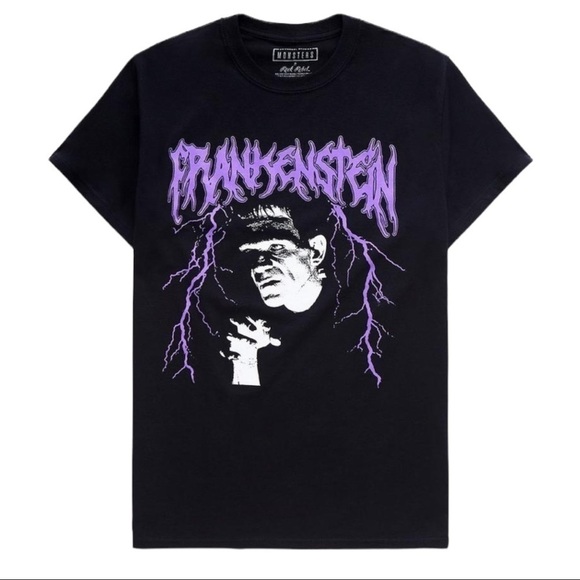 Hot Topic Universal Studios Frankenstein Metal Tee T-Shirt Black NWT - Picture 1 of 8